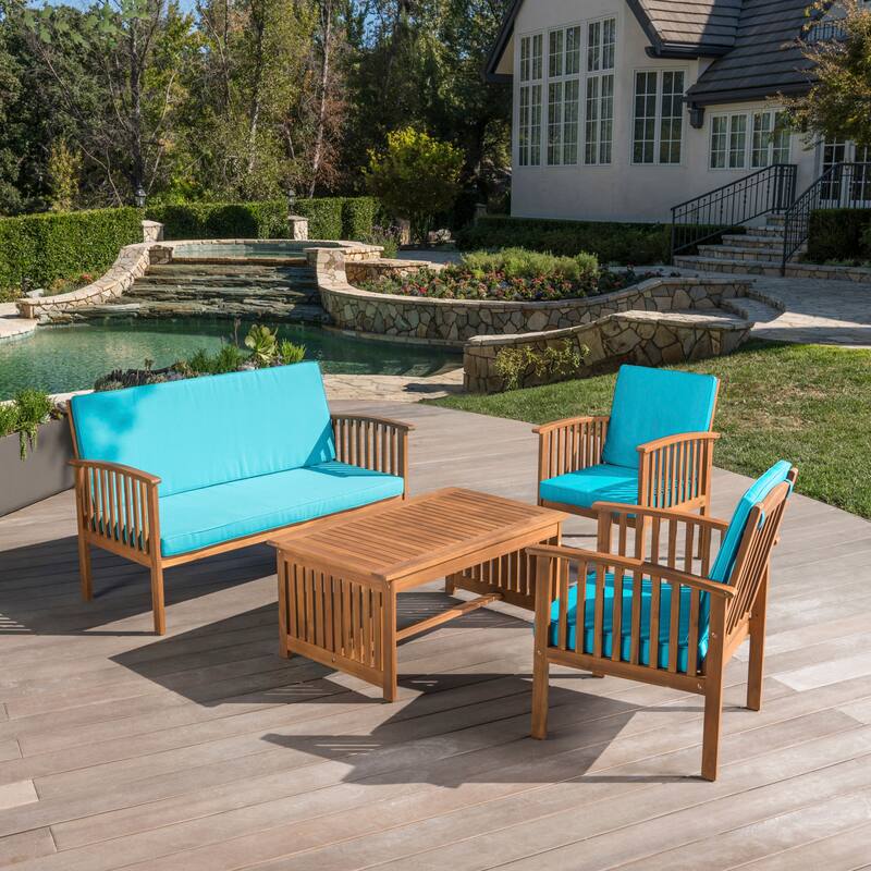 Christopher Knight Home Carolina 4-Piece Outdoor Acacia Sofa Set - Stylish & Cozy Patio Seating