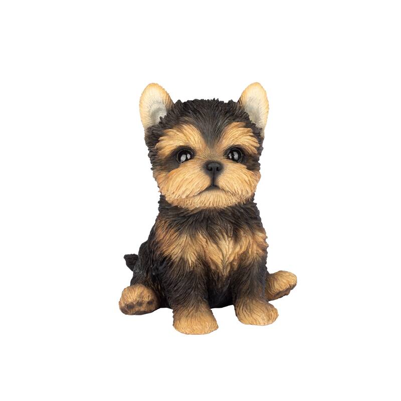 Sitting Yorkshire Terrier Puppy Outdoor Garden Statue - 6.5"