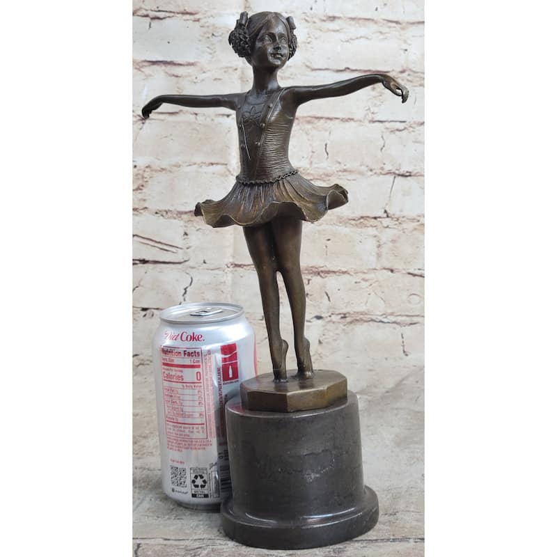 Hot Cast Bronze Young Ballerina Ballet Dancer Girl In Tutu On Marble Base