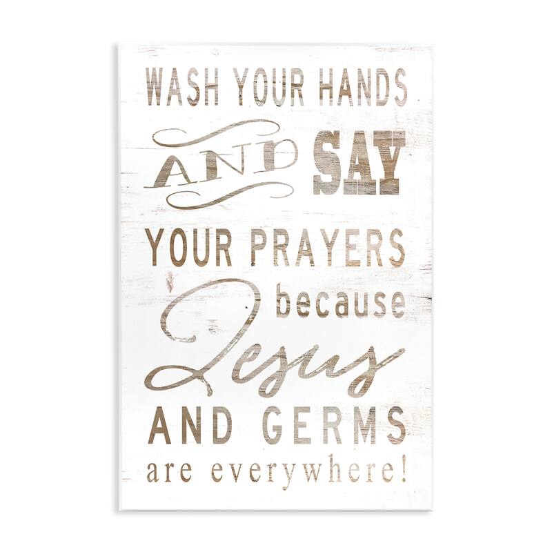Stupell Jesus And Germs Are Everywhere Wash Your Hands Sign Wall Plaque Art, 10x15, Proudly Made in USA - Brown