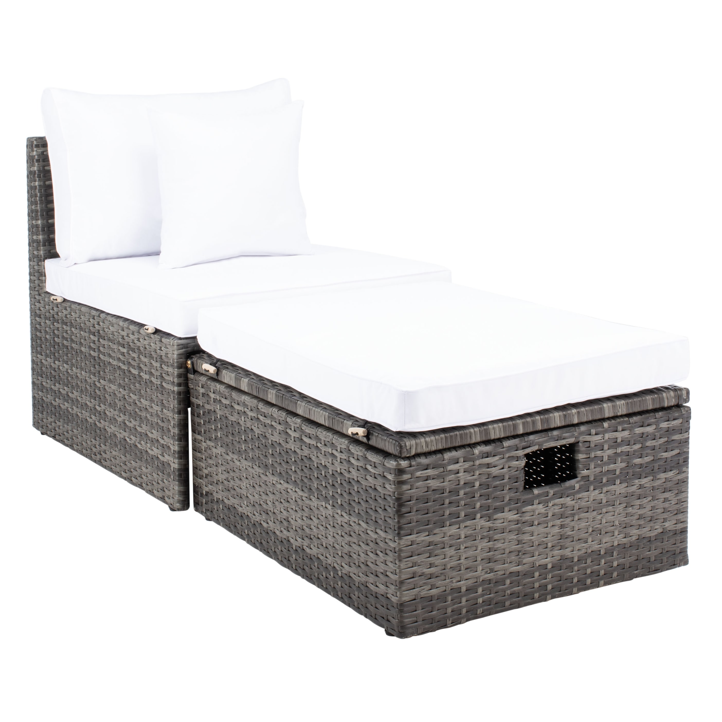 Safavieh outdoor living pramla deals settee with storage ottoman