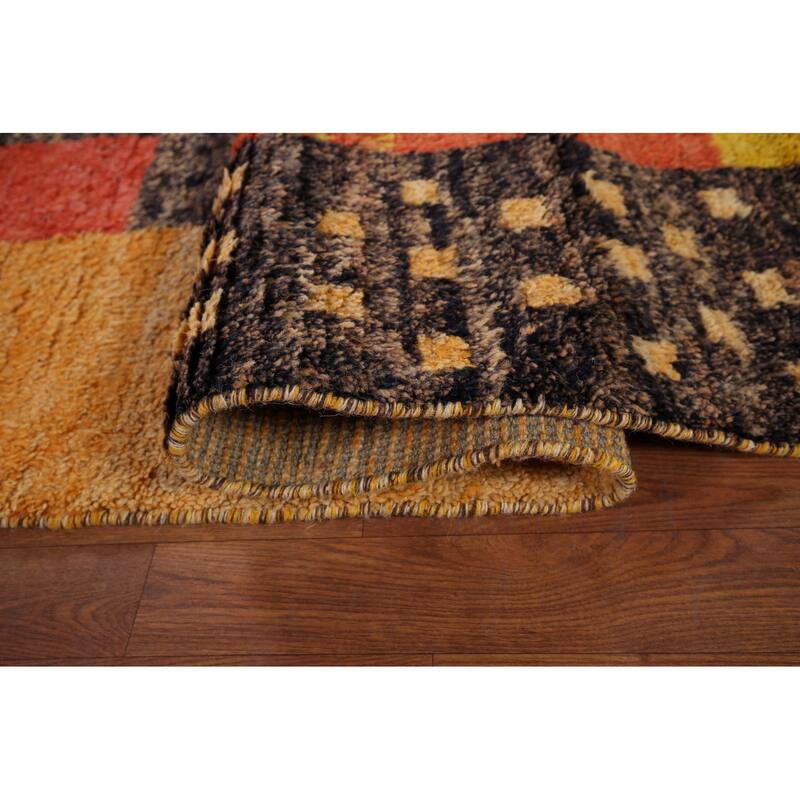 Plush Moroccan Oriental Area Rug Hand-Knotted Geometric Wool Carpet - 8'11" x 12'9"