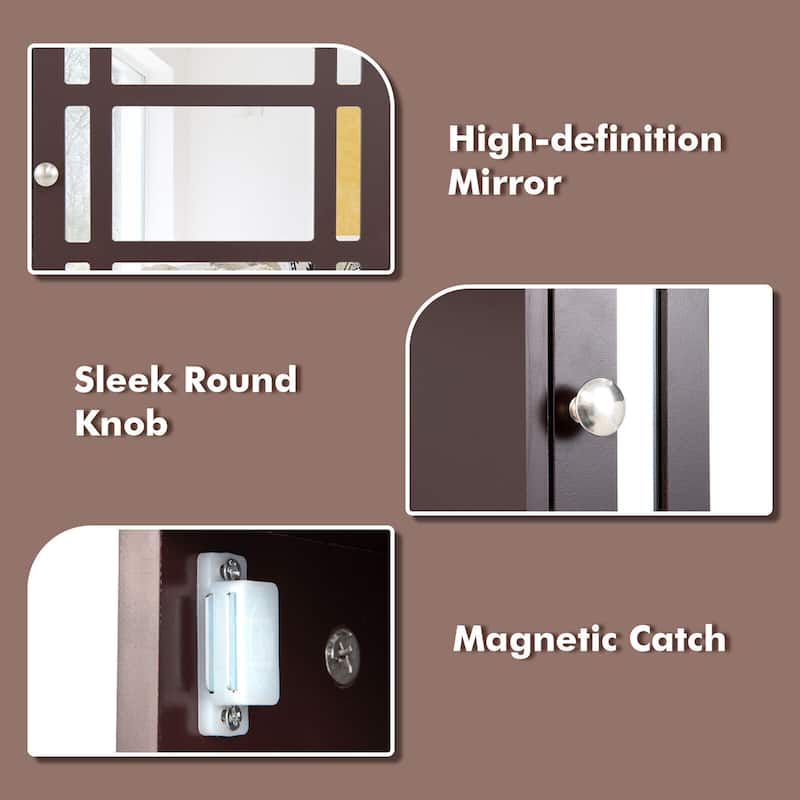 Gymax Mirrored Medicine Cabinet Bathroom Wall Mounted Storage