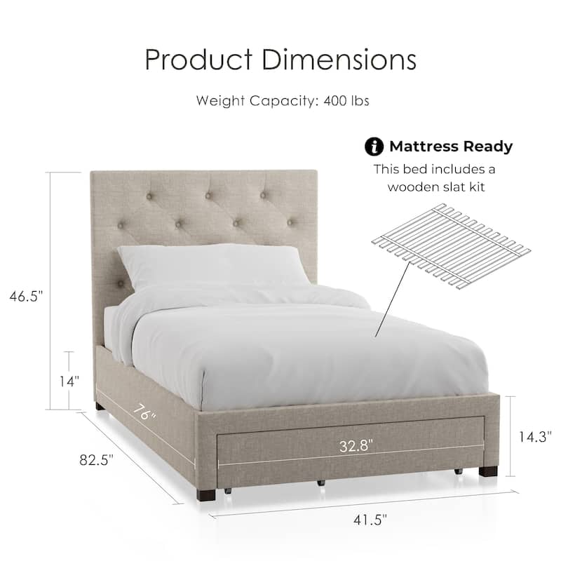 Furniture of America Malaer Modern Button Tufted 1-drawer Platform Bed