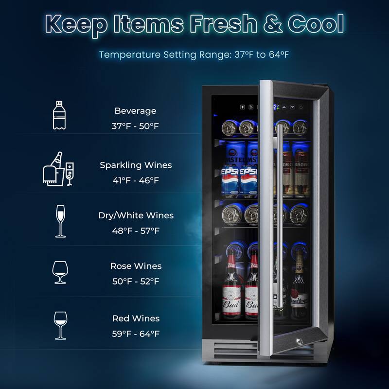 Gymax 15 Inch Beverage Cooler Refrigerator 100 Can Built-in