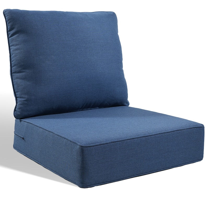 Pocassy 24x24x6 Inch Thick Cushions Pillows Set Indoor Outdoor Deep Seat Water & Fade Resistant - Blue Cushion - 1 Set Seat & Back Cushion