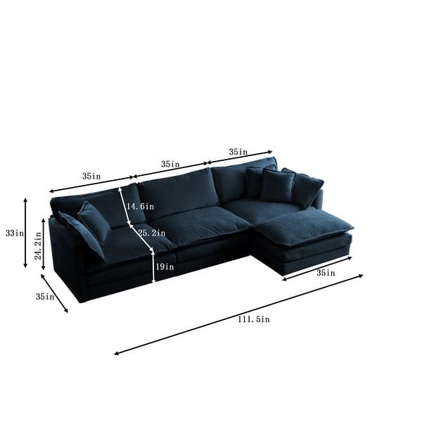 dimension image slide 11 of 23, Cloud Chenille Upholstered Modular Sectional Sofa with DIY Combination Design