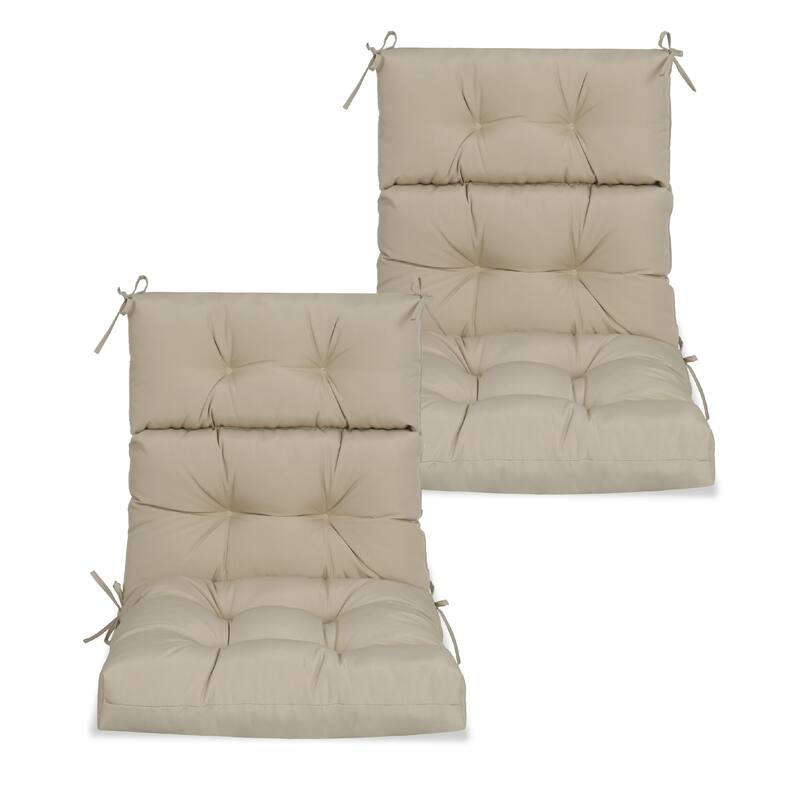 2Pcs Set High Back Patio Chair Cushions,Tufted Rocking Chair Cushions,Adirondack Cushions for Garden Porch Home Office Chair Use - khaki
