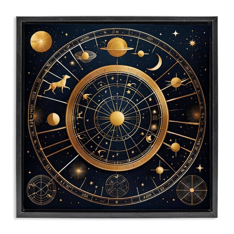 Stupell Astrology Zodiac Birth Chart Framed Floater Canvas Wall Art Design By Tabz Jones - 25 x 25 - Black