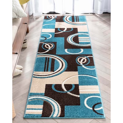 Well Woven Modern Geometric Arcs Shapes Runner Rug - 2' x 7'