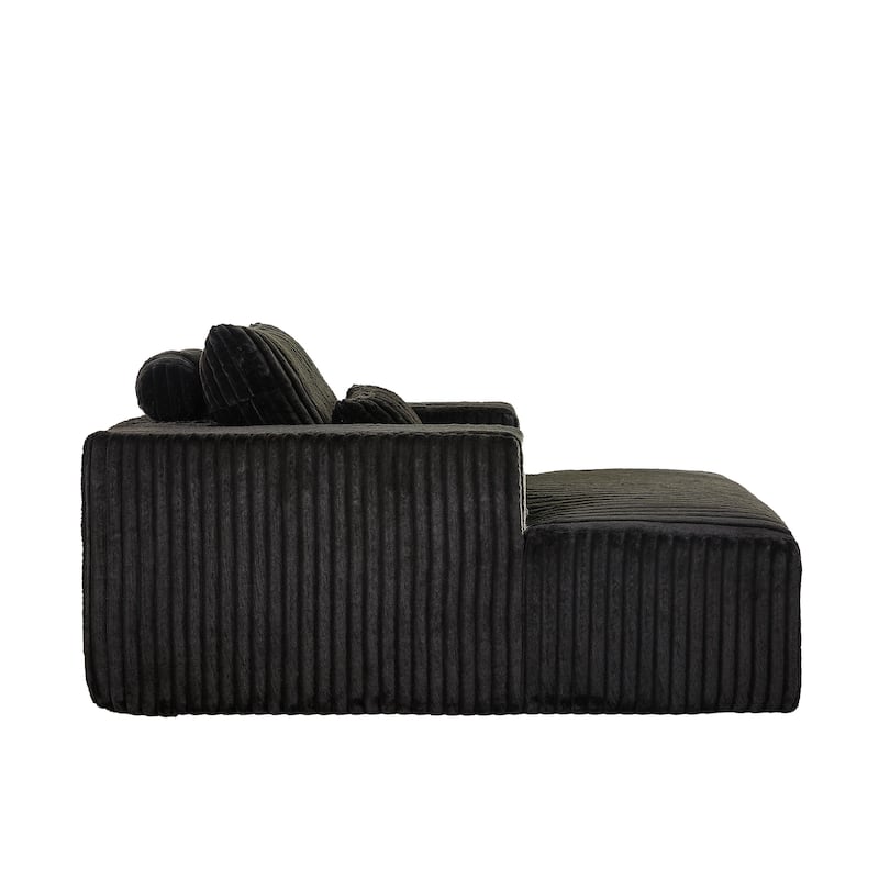 62.5" Corduroy Sponge Sofa Lounge Chair,No Assembly Required,Fluffy Modern Sleeper Chair for Indoor Living Room Bedroom