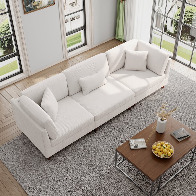 Modern Oversized Modular Corduroy Sectional Sofa Set