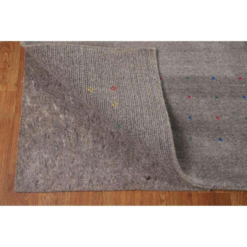 Hand Knotted Oriental 100% Wool Carpet Tribal Tribal Greys & Charcoal Gabbeh Area Rug - 12' 3'' X 8' 11''