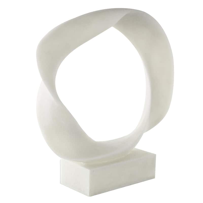 Polystone Abstract Textured Open Wave Decorative Sculpture with Elevated Base - White - Roche River Decor