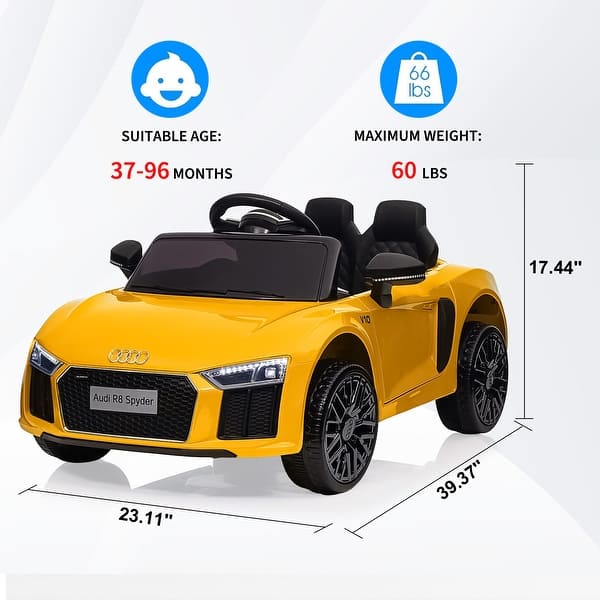 dimension image slide 2 of 6, 12V Kids Ride On Toy Car, Licensed by Audi Toy Car with Remote Control