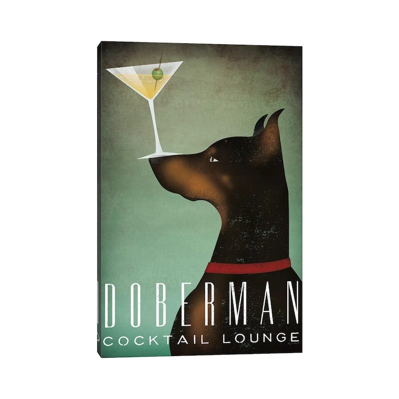 iCanvas "Doberman Cocktail Lounge" by Ryan Fowler Canvas Print