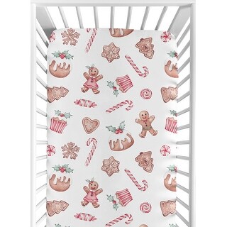 Sweet Jojo Designs Christmas Holiday Gingerbread Boy, Girl, Unisex/Gender Neutral Fitted Crib Sheet - Xmas Cookies for Christmas