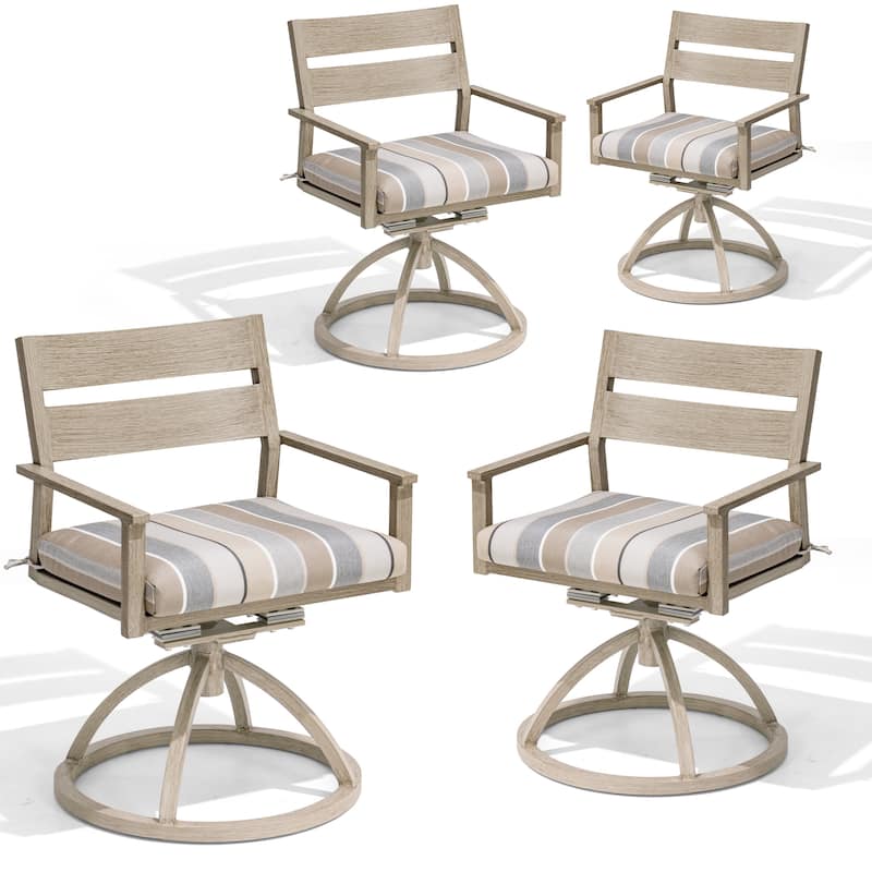 Outdoor Patio Swivel Aluminum Dining Chairs with Sunbrella Fabric Cushion - MILANOCHAR - Set of 4