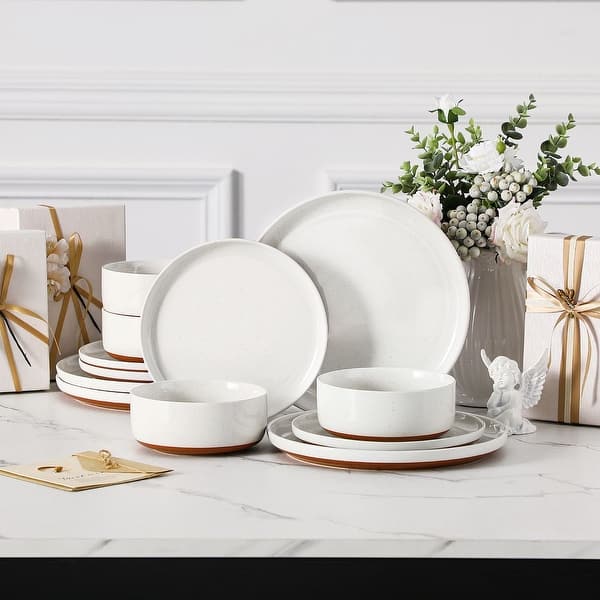 Tara Sesame Decoration Stoneware Dinnerware Set - Beige - 12 Piece