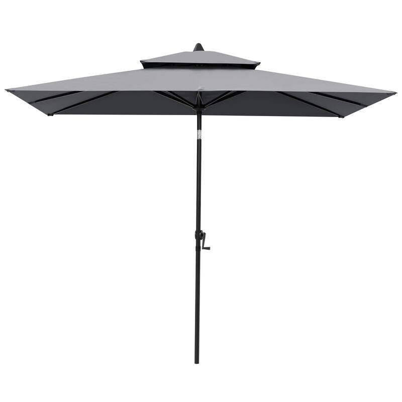 Crestlive 9 x 5 FT Double Top Patio Outdoor Market Umbrella Table Umbrella, Base Not Included