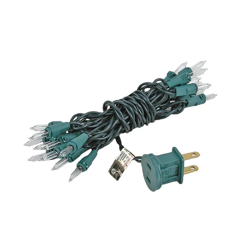 20 Light Christmas Craft Mini Light Set, Non-Connectable, Green Wire, 8'