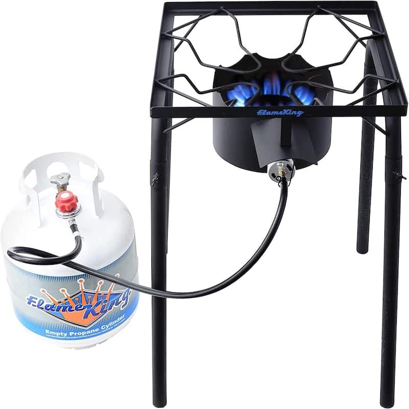 FlameKing Heavy Duty 100K BTU Turkey Fryer Single Propane Burner Stove