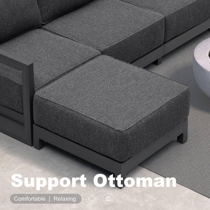 PURPLE LEAF Caesar L-Shaped Grey Outdoor Couch with 9.6" Thick for Yard Porch Deck Patio Conversation Sets