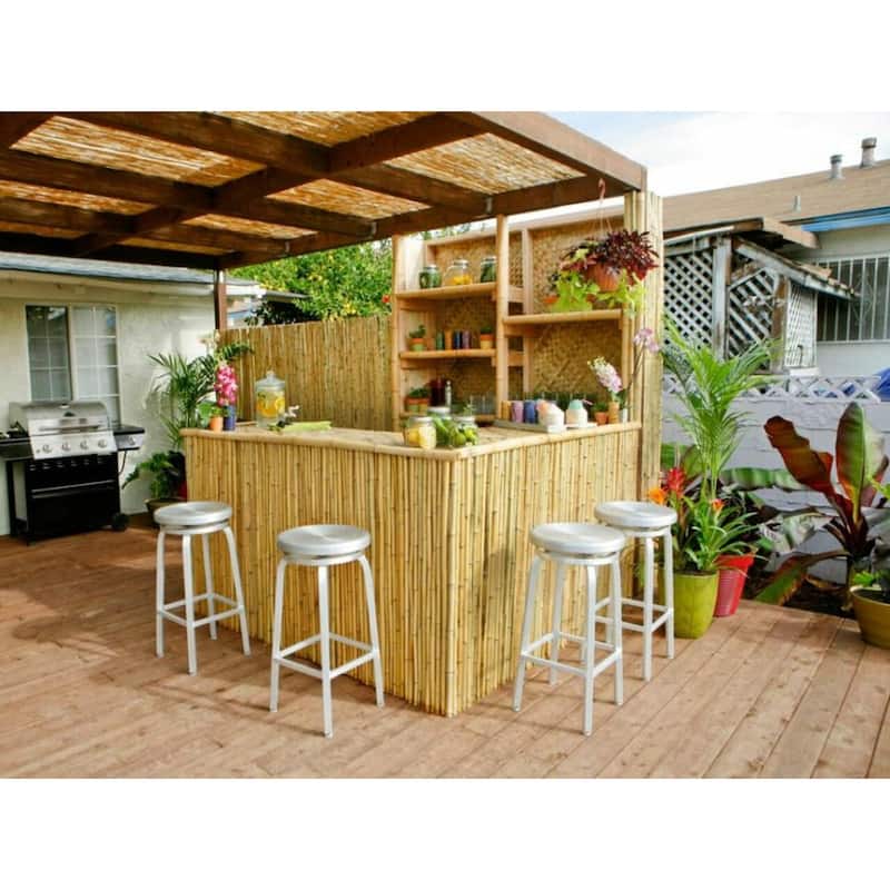 Natural Decorative Bamboo Poles Fence Garden Stakes (10 Poles) - 2 in x 90 in