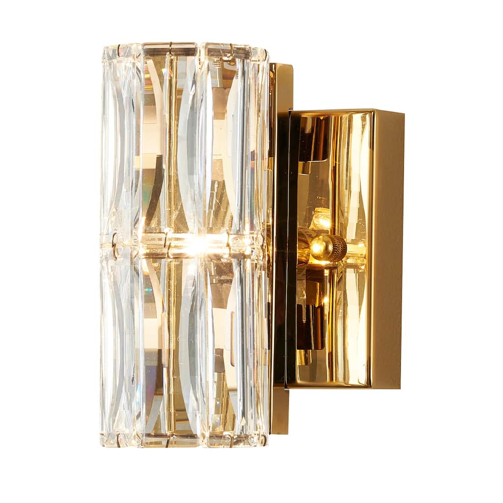 4 Light Gold Stainless Steel Wall Sconce With Crystal Accents