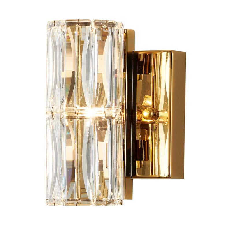 4 Light Gold Stainless Steel Wall Sconce With Crystal Accents