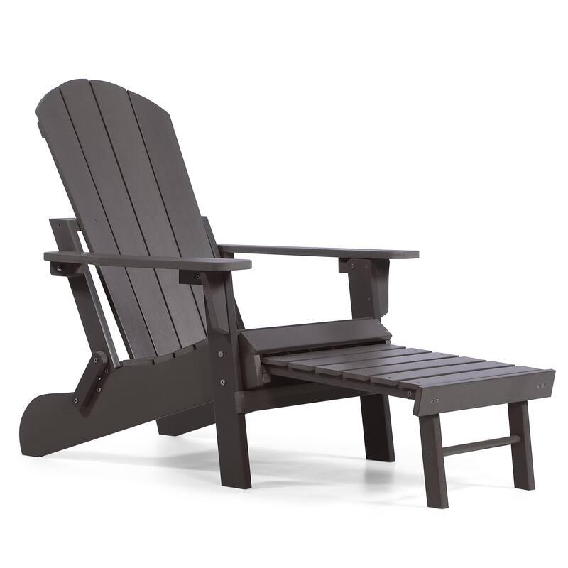 Seaton Folding Poly Adirondack Chair with Pull-out Ottoman, Set of 2