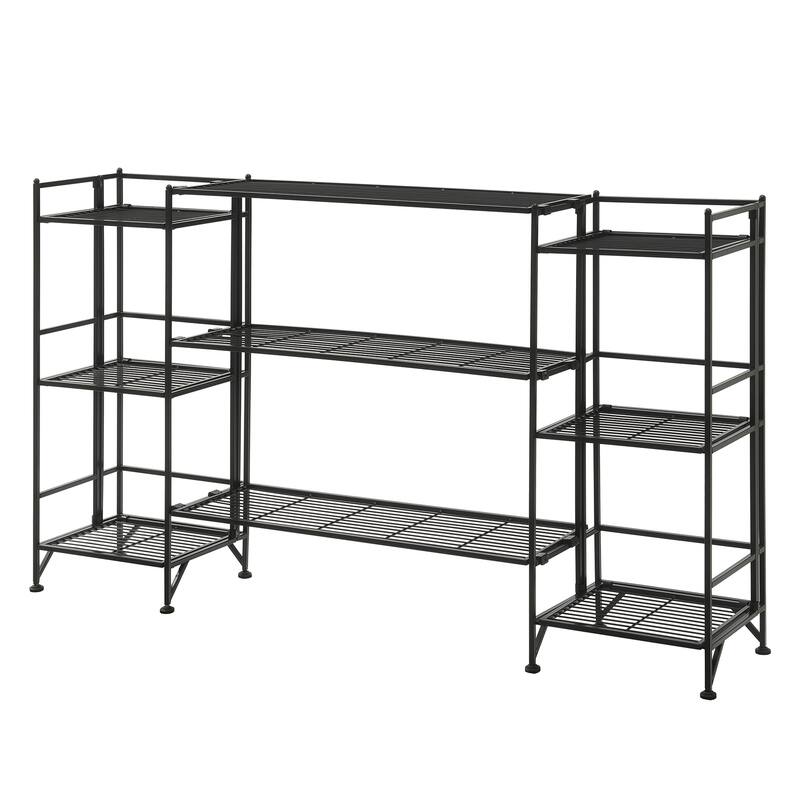 Xtra Storage 3 Tier Folding Metal Shelves with Set of 3 Deluxe Extension Shelves