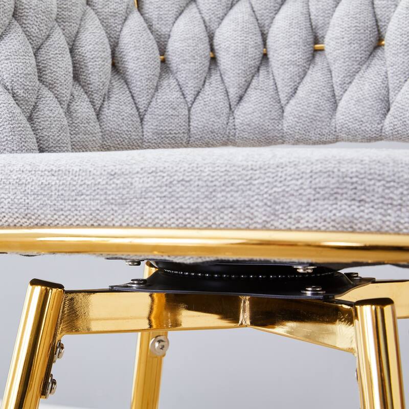Swivel bar stools with breathable cotton and linen soft cushions, electroplated metal frames for restaurant,set of 2