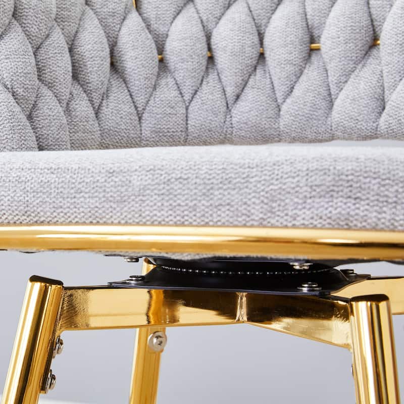 Two-Piece Rotating Swivel Chair, Cotton And Linen Soft Seat, Golden Metal Legs, Rust-Proof And Wear-Resistant