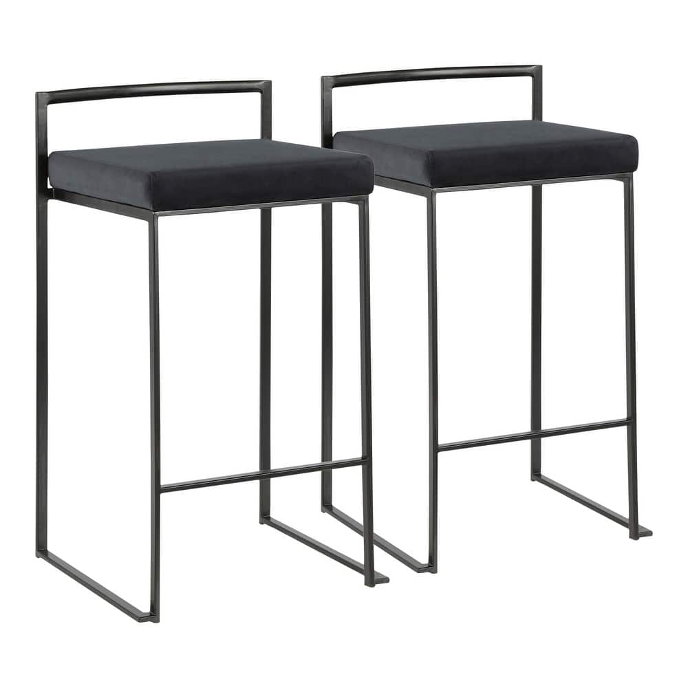 Porch & Den Forrest Contemporary Black Stackable Fully Welded Counter Stool (Set of 2)