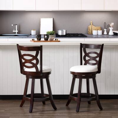 Copper Grove Delnice Counter-height Barstool with White Leatherette Seat (Set of 2)