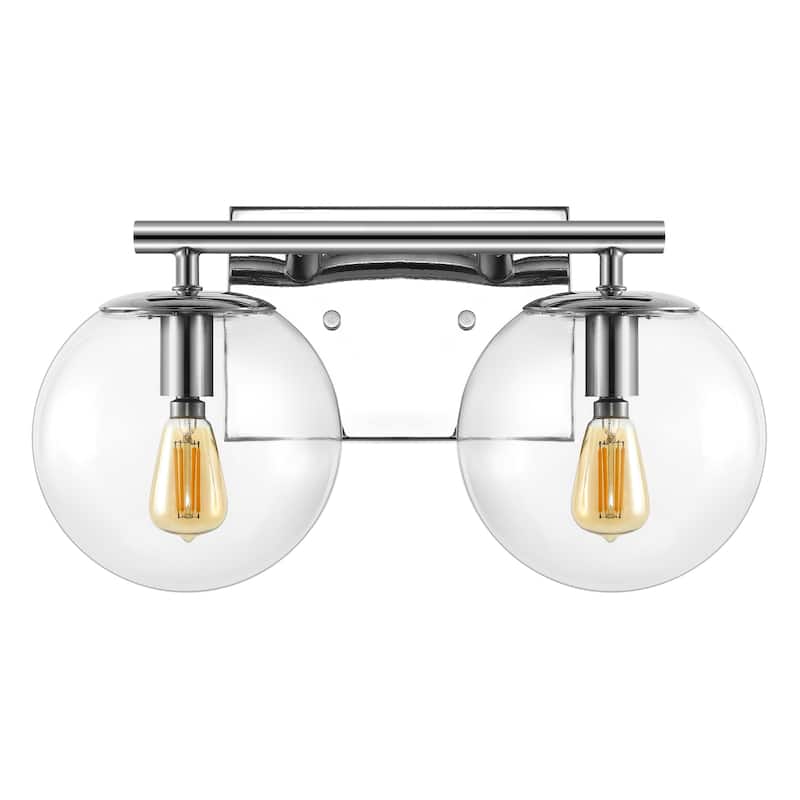 SAFAVIEH Lighting Zenta 2-Light 14-inch Glass Orb Wall Sconce (LED Bulbs Included) - 7.5 In. W x 14 In. D x 7.8 In. H