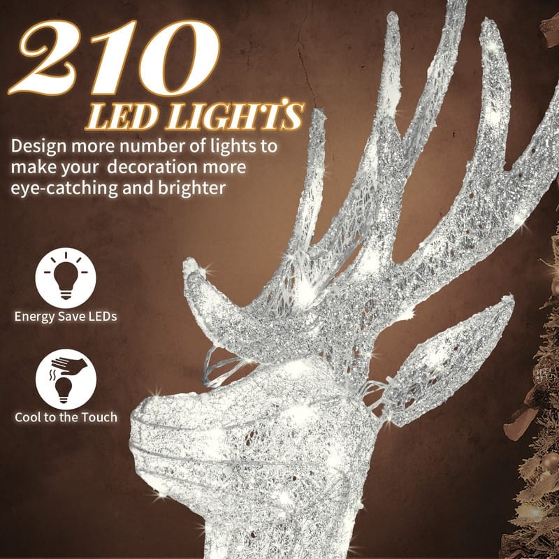 3-Piece Lighted Christmas Reindeer Family Set Outdoor Decorations Weather Proof Sparkling Deer Family