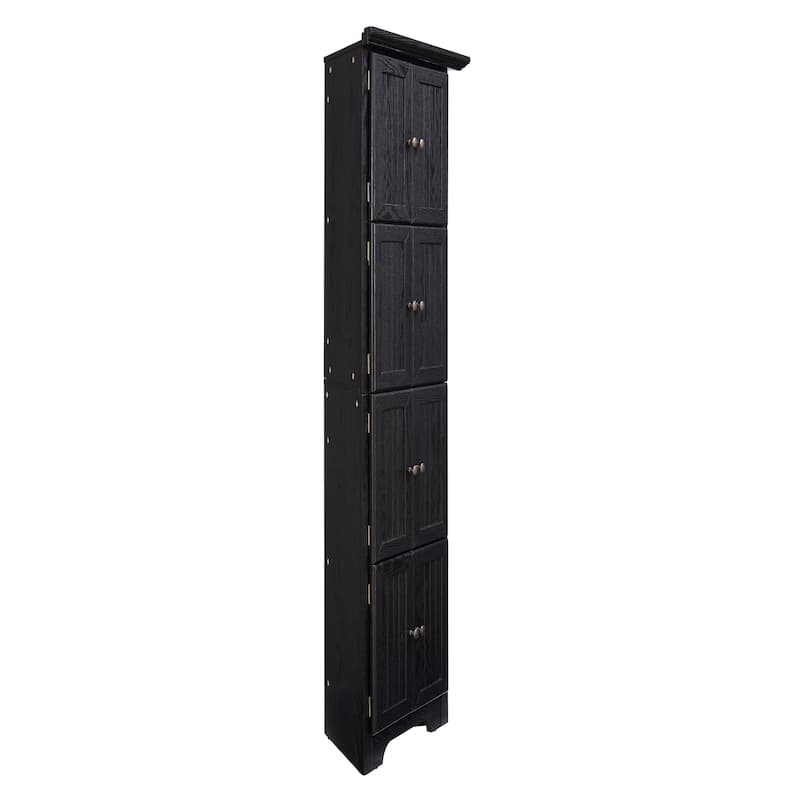GDF Studio - Farmhouse Corner Cabinet Tall 4-Tier Storage Pantry with 8 Doors.