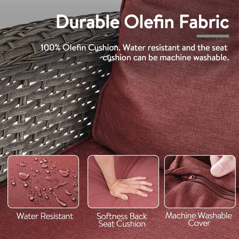 7 Pieces Rocker Chairs Sofa Coffee Table and Ottomans