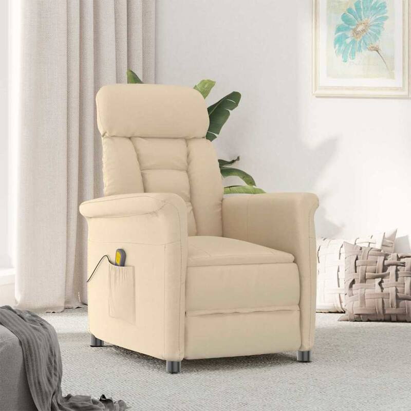 vidaXL Massage Chair Dark Grey/Light Grey/Cream Microfibre Fabric