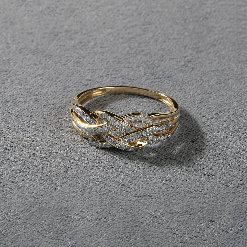 IGI Certified 1/5ct TDW Diamond Swirling Band in 10K Yellow Gold for Women