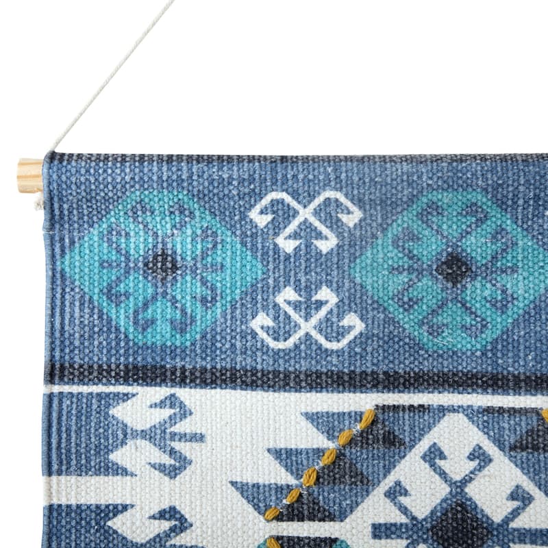 Sevita Bordered Boho Wall Hanging with Macrame Fringe
