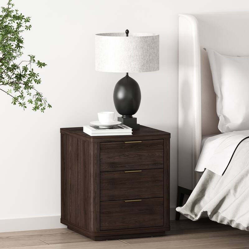 Manhattan Comfort Evelyn 20" Nightstand (3-Drawer) - Brown