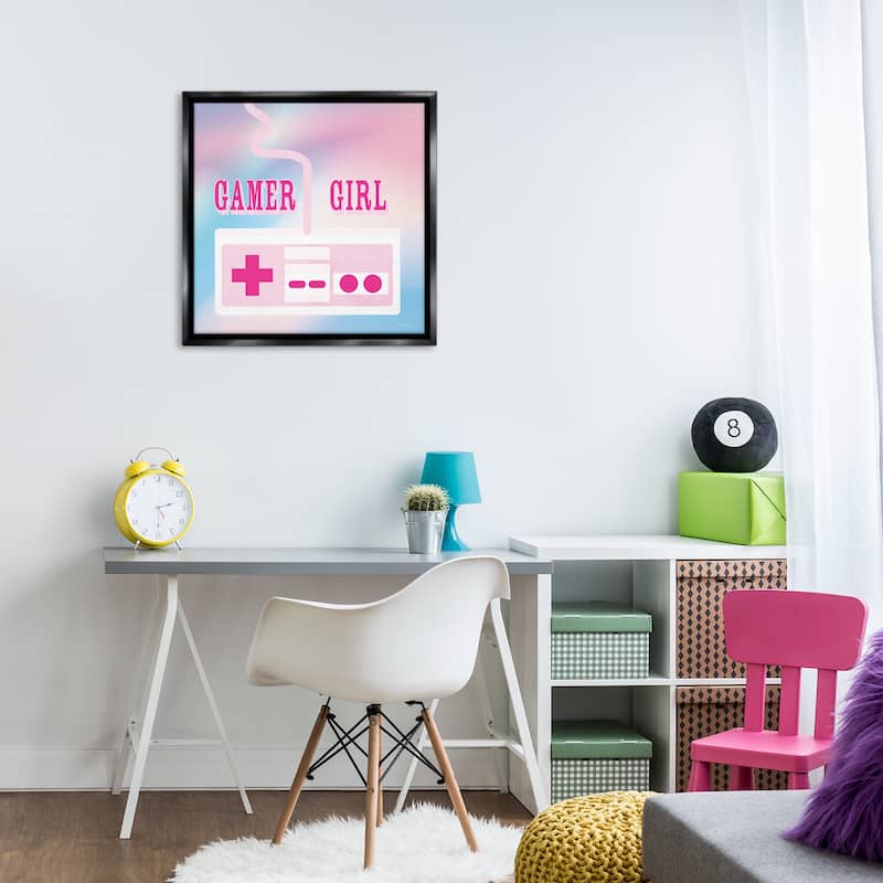 Stupell Pastel Gamer Girl Controller Framed Floater Canvas Wall Art Design By Yass Naffas Designs