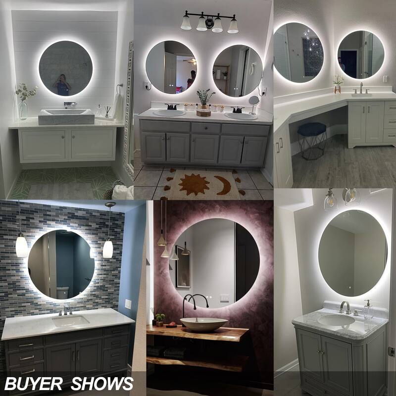 KIOTEE Round Backlit LED Lighted Anti-Fog Bathroom Vanity Mirror with ETL and 3-Year Warranty