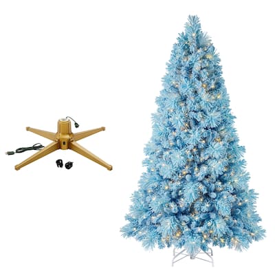 Home Heritage Rotating Tree Stand Base w/Snowdrift 6.5' Pine Christmas Tree