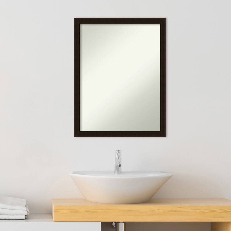 Non-Beveled Wood Bathroom Wall Mirror Frame - Espresso Brown