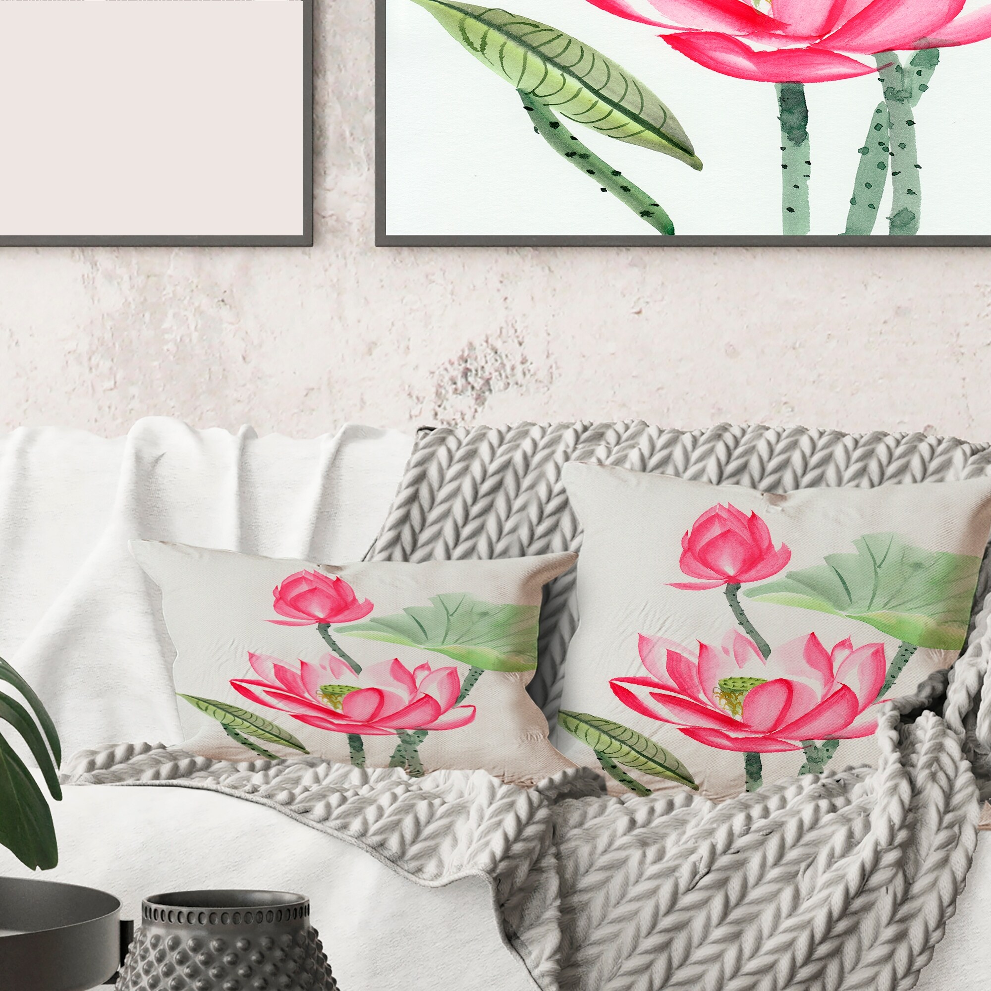 Pink flower throw pillow online