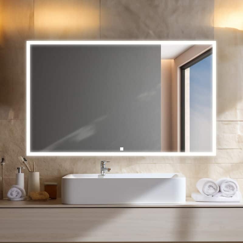 AQUADOM Edge 48" Led Lighted Mirror for Bathroom with Defogger, Touch Control. - 48"x32"x1.5"